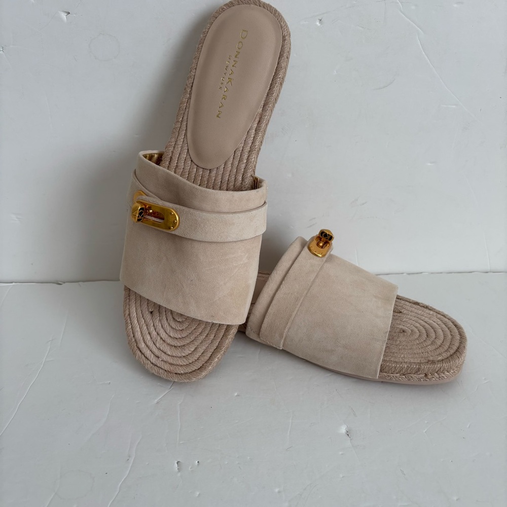 Donna Karan Women's Cream Slide Sandals